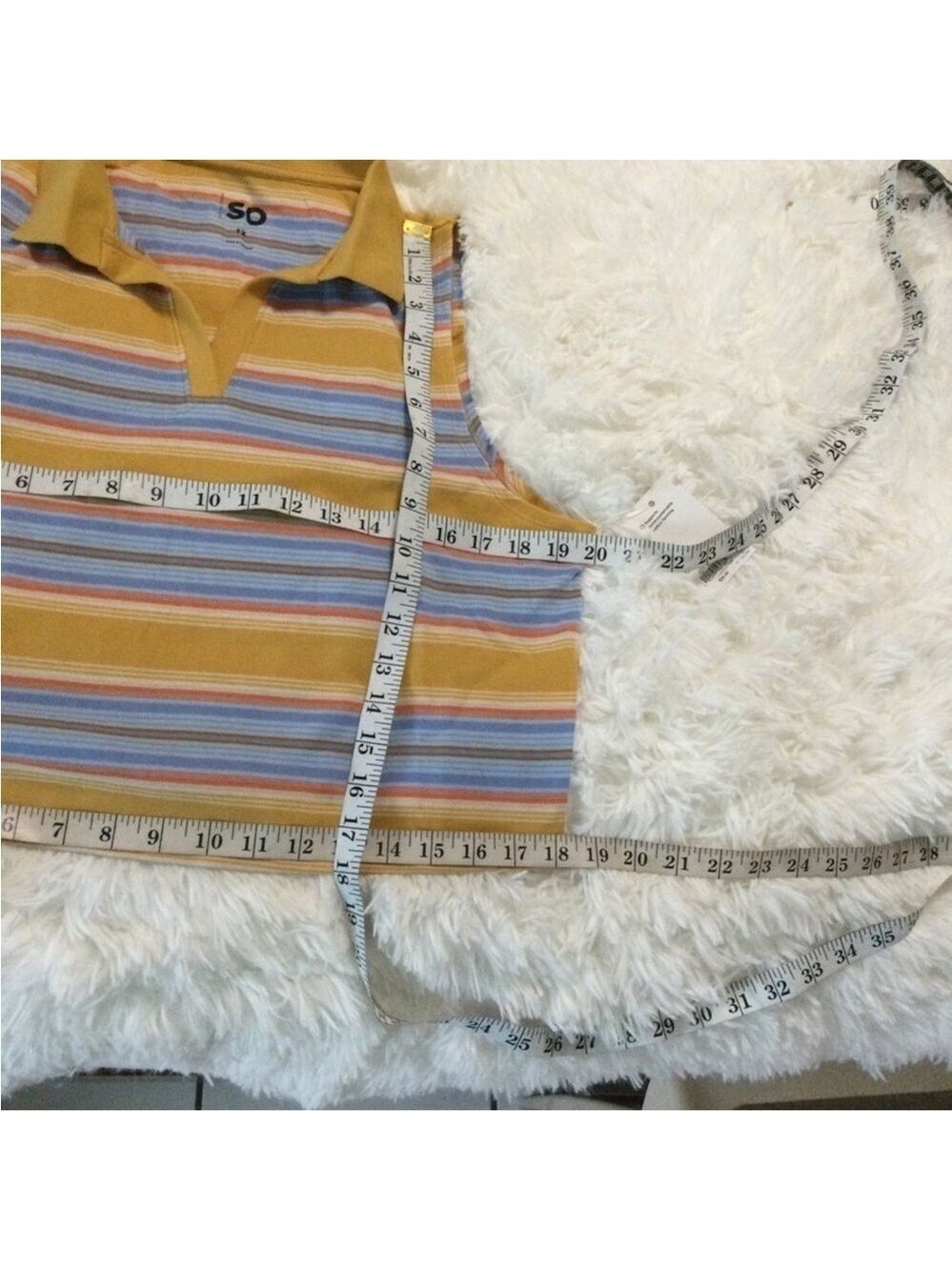 SO Cropped Johnny collar neckline Tank Top Woman’s Juniors 1X stripes - Picture 9 of 10